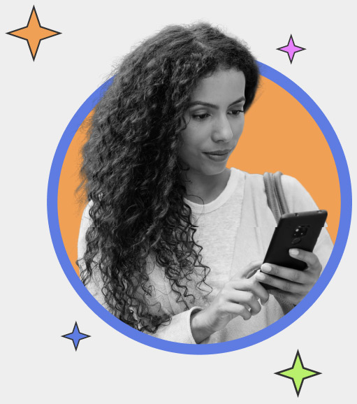 woman on mobile phone graphic
